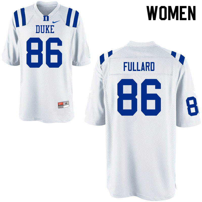 Women #86 DJ Fullard Duke Blue Devils College Football Jerseys Sale-White